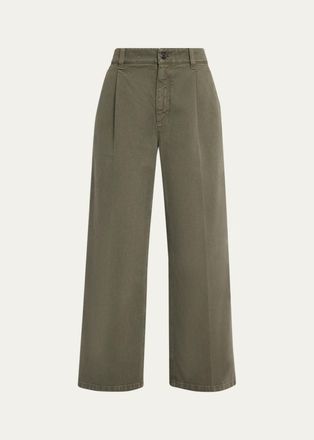 Brunello Cucinelli Garment Dye Straight-Leg Ankle Pants