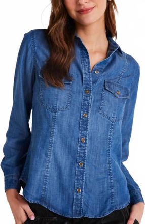 Bella Dahl Long Sleeve Seamed Shirt In Moonlit Haze Wash