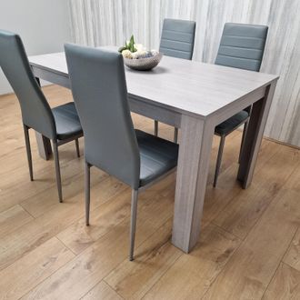 Kosy Koala Modern Grey Rectangle Dining Table Set With 4 Grey Chairs Dining Room Furniture in Brown