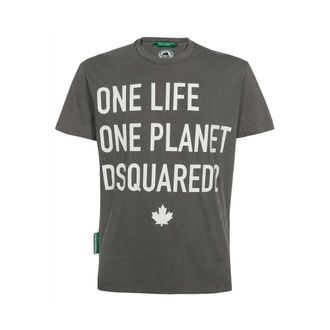 Dsquared2 One Life One Planet Katoenen T-shirt - Heren - Tops - Grijs - Maat: S Katoen