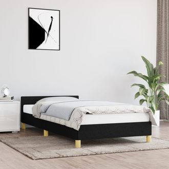 vidaXL Estructura De Cama Con Cabecero Sin Colch&oacute;n Tela Negro 90x190cm Vidaxl