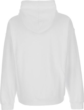 Dsquared2 Mens White Hoodie With Drawstring Hood And Maxi Print Cotton Sweatshirts Sweater