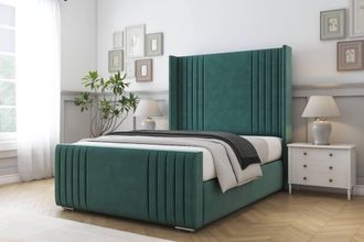 Comfort Beds Elise Plush Bed Frame With Mattress-50 Upholstered Wingback in Emerald | Size: Single