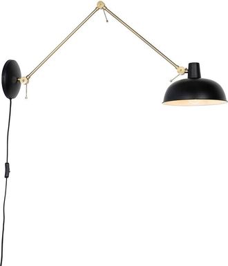 QAZQA Retro Wall Light Black with Bronze - Milou
