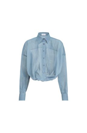 Brunello Cucinelli Organza shirt in Azure at Nordstrom, Size Xx-Large Eu