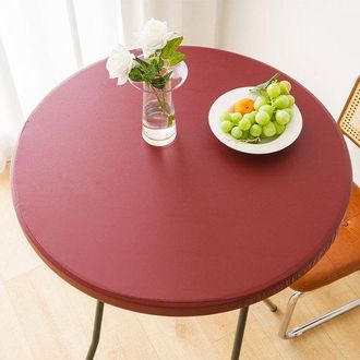 OEM Funda Redonda Impermeable Para Mesas Auxiliares De Exterior - Mantel De Vinilo Para Comedor De Patio - 60 Cm - Rojo Burdeos