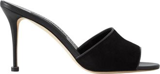 Manolo Blahnik Larache 90 Stiletto Slippers - Dames - Muiltjes - Zwart - 38 EU - Leer - Schoenen