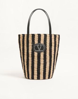 Valentino Garavani Valentino Garavani striped raffia shopping bag Wo
