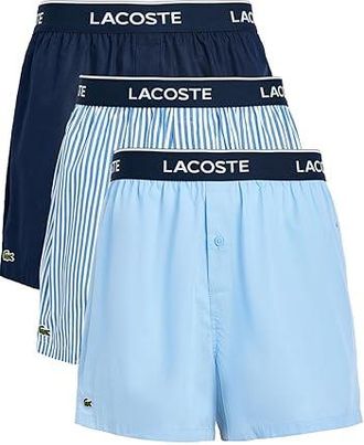 Lacoste 3 Pack Underwear Boxer Mens Underwear Bleu/Bleu Marine : XS (EUR 3), Cotton