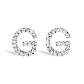 House of Brilliance 10K Gold 1/10 Cttw Diamond Initial A to Z Stud Earring in White Gold | G at Nordstrom