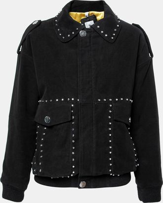 Faith Connexion Black Suede Studded Oversized Bomber Jacket