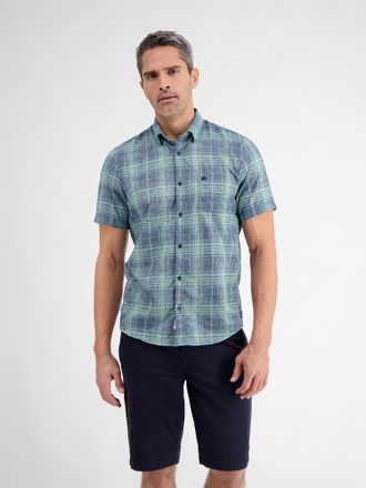 Lerros Kurzarmhemd LERROS LERROS Kariertes Kurzarmhemd f&uuml;r Herren, Herren, Gr. S, Normalgr&ouml;ssen, blau (storm blau), 60% Polyester, 40% Baumwolle, Hemden Kurz