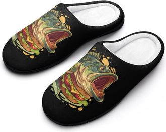 Generic Bass Burger Mens Slippers Comfortable And Non-slip Cotton Slipper Shoe for House