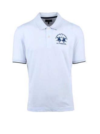 La Martina White Embroidered Cotton Jumper