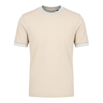 HUGO BOSS T-Shirts, male, Beige, Size: 2XL T-Shirt Slim Fit in Cotone Mercerizzato con Dettagli a Contrasto