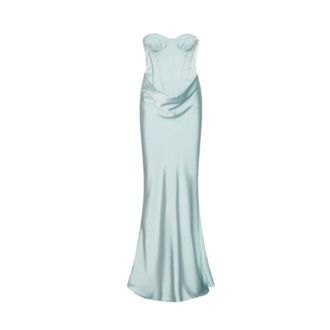 Rotate ROTATE Birger Christensen, Gowns, female, Blue, Size: M Mesh Maxi Dress