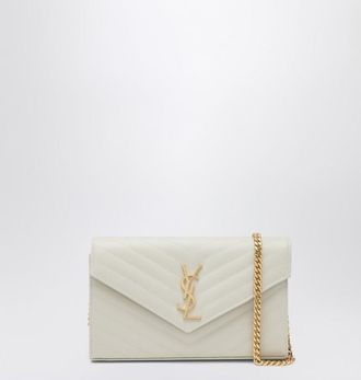 Saint Laurent Cassandre chain pouch in cream