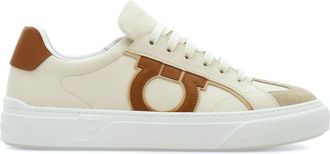 Ferragamo Low-Top Leather Sneakers with Prominent Logo Detail