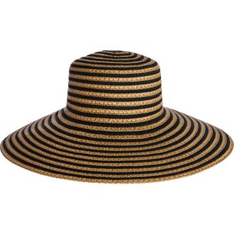Eric Javits Margot Packable Straw Hat in Black Mix at Nordstrom Rack