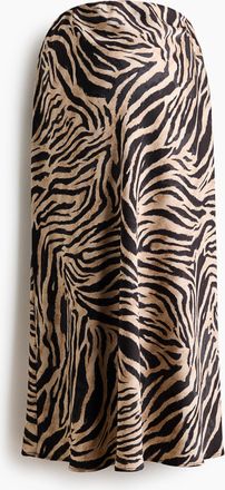 H&M MAMA Slipjupe aus Satin - Beige/Zebramuster