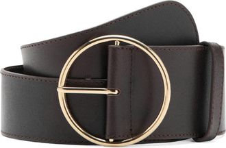 Mango Round Buckle Leather Belt in Chocolate at Nordstrom, Size Medium