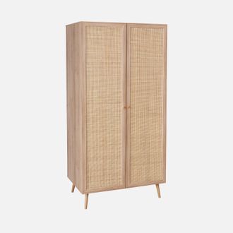 Sweeek Armario De 2 Puertas De Ca&ntilde;a Y Efecto Madera
