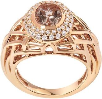 House of Brilliance Haus Of Brilliance 14K Rose Gold 1.79 Ct. Tw. Diamond & Lab-Grown Morganite Cocktail Ring