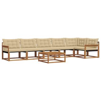 vidaXL Conjunto De Sof&aacute;s De Exterior Con Coj&iacute;n 7 Pcs Natural Y Beige Vidaxl