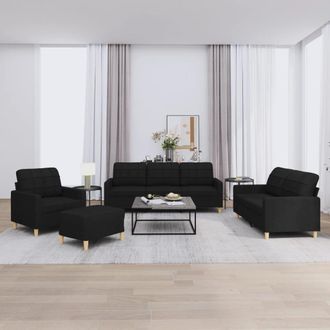 vidaXL Juego De Sof&aacute;s Con Cojines 4 Piezas Tela Negro Vidaxl
