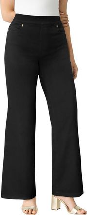 Roaman's Plus Size 360&deg; Stretch Wide Leg Jean in Black at Nordstrom, Size 14Short