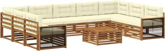 vidaXL Conjunto De Sof&aacute;s De Exterior 10 Uds. Natural Y Crema Vidaxl