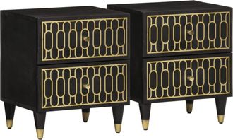 vidaXL Vidaxl - Mesitas De Noche 2 Uds Madera Maciza De Mango 40x33x46 Cm