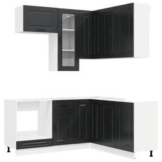 vidaXL Unidad De Cocina Kalmar 8 Uds. Negro Madera De Ingenier&iacute;a Vidaxl