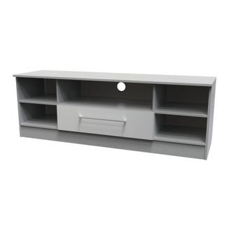 Welcome Furniture Wellington Ready Assembled TV Unit with 1 Drawer Wide - Uniform Matt & Dusk Grey - Welcome Furniture | TJ Hughes