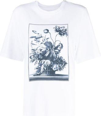 Erdem graphic-print cotton T-shirt - women - Cotton - S - White