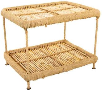 Wanderlust Deco Wanderlust Deco - Mesa De Centro De Bamb&uacute; Y Metal Marr&oacute;n 49x38x37