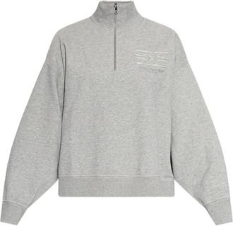 Ganni Half Zip Sweatshirt - Dames - Vesten met rits - Grijs - XS - Katoen - Hoodies & sweatvesten