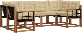 vidaXL Conjunto De Sof&aacute;s De Exterior 6 Uds. Natural Y Beige Vidaxl