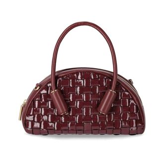 Themoirè Handbags, female, Red, Size: ONE SIZE Burgundy Vegan Leather Handbag with Golden Details