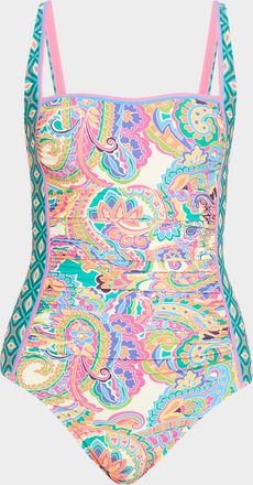 Johnny Was Marilyn Ruched One-Piece Swimsuit