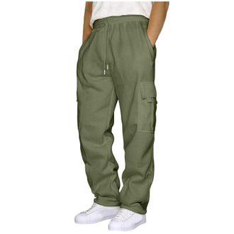 Generic Mens Winter Trousers Warm Jogging Pants For Men Uk Fleece-Lined Work Trouser Outdoor Leisure Wide Leg Trouser Trendy Versatile Sports Pants Loose Fitt