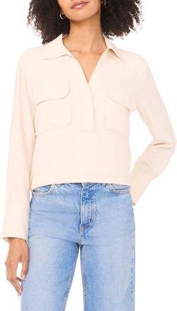 Vince Camuto Half Placket Popover Top in Soft Cream at Nordstrom, Size X-Large