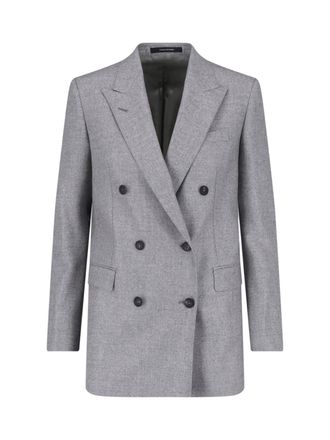 Tagliatore J-Jasmine Grey Virgin Wool Double-Breasted Blazer