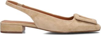 Stefano Lauran Beige Slingbacks met Carr&eacute; Neus - Dames - Ballerinas - Beige - 42 EU - Linnen - Schoenen