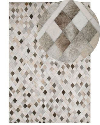 Beliani Tappeto In Pelle Multicolore 140 X 200 Cm Hirka