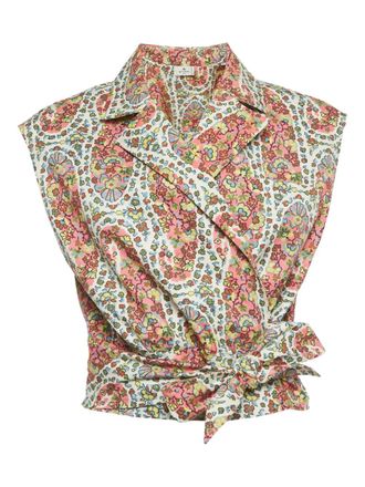 Etro paisley-print wrap top - Pink