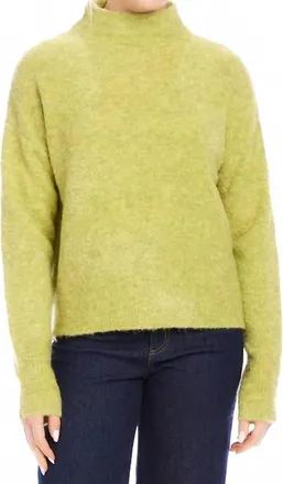 Karen Kane Mannie Mock Neck Boucle Sweater In Moss