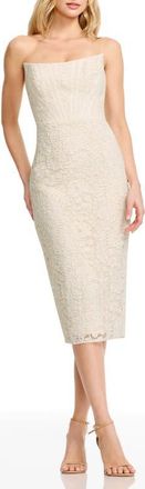 Dress The Population Cosette Strapless Lace Corset Cocktail Dress in Off White at Nordstrom, Size Xx-Large