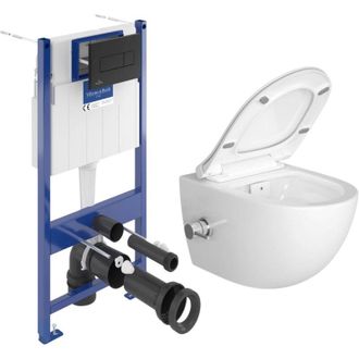 Villeroy & Boch Pack Wc Con Bastidor Villeroy & Boch + Inodoro Sat Con Bid&eacute; Termost&aacute;tico + Asiento Softclose + Placa Negra (vcnsatcl4)