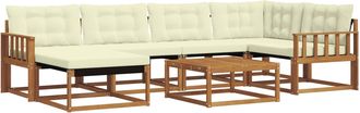 vidaXL Conjunto De Sof&aacute;s De Exterior 7 Uds. Natural Y Crema Vidaxl